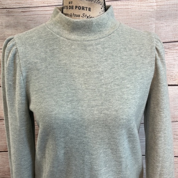 Madewell Resourced Plush MockNeck Top NWT Puff Sleeve Fitted Cotton Size Small - Picture 2 of 12